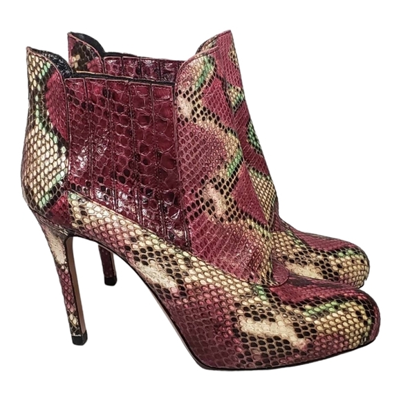 Francesco Sacco Python Skin Ankle Boots SZ 38.5 Made in Italy NEW - Picture 13 of 15